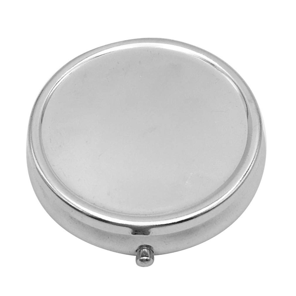 Round Medicine Box Portable Mini Metal Pill Case 2 inches Travel Little Pill Dispenser for Purse — image 1