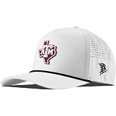 Branded Bills Texas A&amp;M Outline 5 Panel Rope Hat for Men | Raised PVC rubber patch, moisture-wicking sweatband, breathable perforated side panels, water-resistant shell