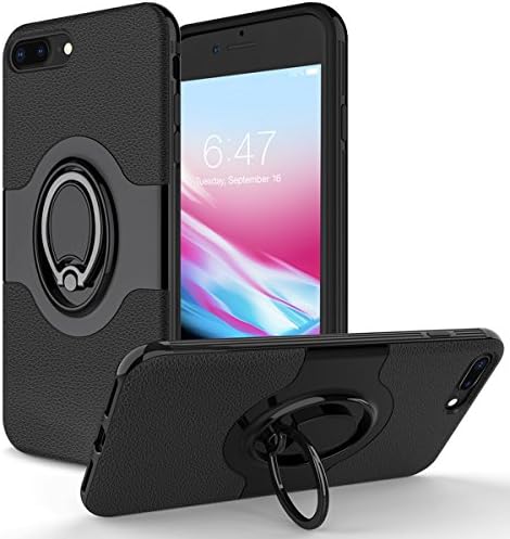 iPhone 8 plus Case, Vafru iPhone 7 plus Case with Ring Holder Kickstand Ring Stand Grip With Metal Patch Shock Absorbing Bumper soft TPU inner Hard PC Back Cover for iPhone 8/7plus.