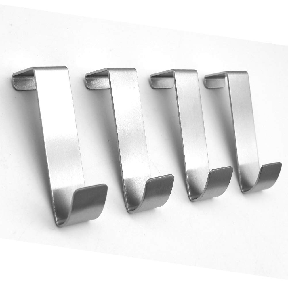 PETSTARCX 4 Pack Over-The-Door Hook, Stainless Steel Z Shaped Hanging Hooks for Over The Door or Cupboard Door,Drawer, Saving Organizer Hanger Hold up to 22Lbs Stainless Steel