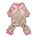 Fitwarm Leopard Dog Pajamas, Fleece Dog Clothes for Small Dogs Girl with Legs, Pet Onesie, Cat Outfit, Pink, XS