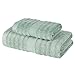 Lymga Bamboo Fiber Towel Set(2 Bath and 2 Hand Towels) - Milky White/Light Green