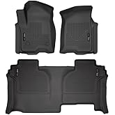Husky Liners Weatherbeater Floor Mats | Fits 2019-2026 Chevrolet Silverado & GMC Sierra 1500 Double Cab ONLY & 2020-2026 Silverado-Sierra 2500, 3500 Double Cab | Front & 2nd Row, 3-pc Black - 94031