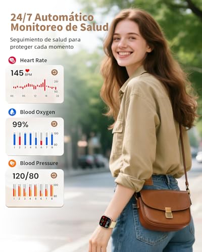 STARFLY Smartwatch con Llamadas, Reloj Inteligente Mujer con 3 Correas, Función Femenina/24H Pulsometro/SpO2/Monitor de Sueño/120+ Modos Deportivos,Smartwatch Mujer IP68 Android iOS Dorado Regalo