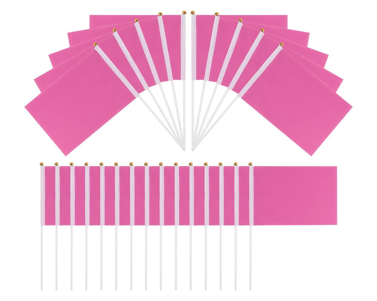 SCSpecial Small Flags 25 Pieces Mini Handheld Flags on Stick 8.2 Inch x 5.5 Inch Outdoor Flags for Parades and Decoration (Pink)