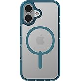ZAGG Santa Cruz Snap iPhone 16 Case – MagSafe Compatible, 13ft Military-Grade Drop Protection, Graphene Reinforced, Anti-Scratch, Slim, Lightweight, 70% Recycled Content, Clear with Retro Blue Accents