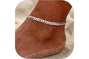 PROSILVER 925 Sterling Silver Ankle Bracelets For Women, Stylish Chain Anklets, Summer Beach Jewelry, 8.6-10.6 Inch Adjustable, Come with Box