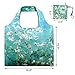 Reusable Grocery Bags with Zipper Closure and Zipper Pouch Washable Foldable Tote Shopping Bags for Women Girls Outdoor Nylon Waterproof Large Shopping Cloth Bag Apricot Tree Printing