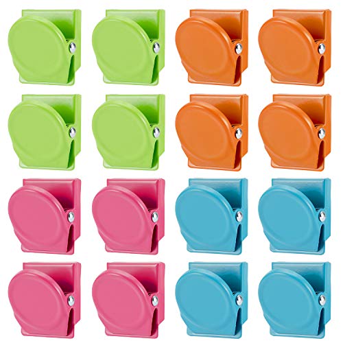 Magnetic Metal Clip - 16Pack Magnets Clips Colorful Refrigerator Whiteboard Wall Magnetic Memo Note Clip Metal Clip