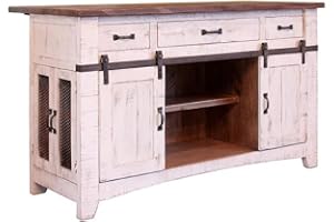 Crafters and Weavers Greenview Kitchen Island - Distressed White