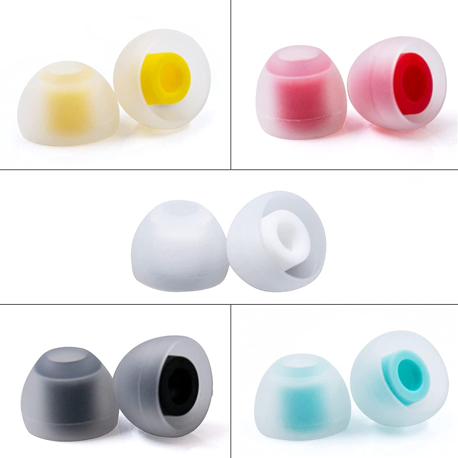[5 Pairs] KBEAR07 Silicone Eartips Eartips 10 pcs Premium Earbud Tips Blocking Out Ambient Noise for in-Ear Headphones Tips (5 Color, 5 Sizes SM-MM+L)