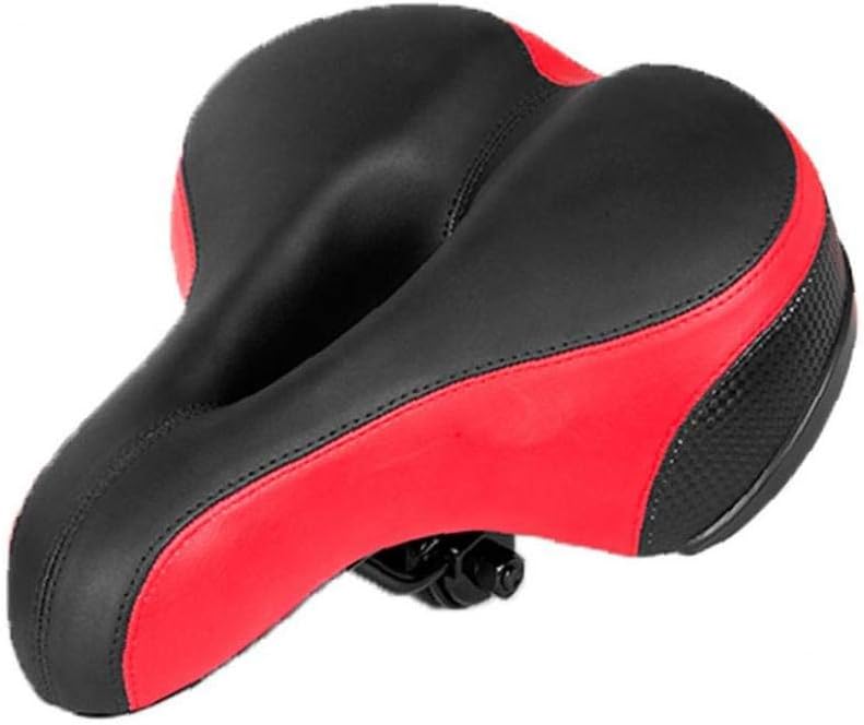 Bicycle Saddle Replacement Padded Comfort Bike Seat with Dual Shock Absorbing Rubber Balls Universal Fit Outdoor Bikes Black Red 1PC