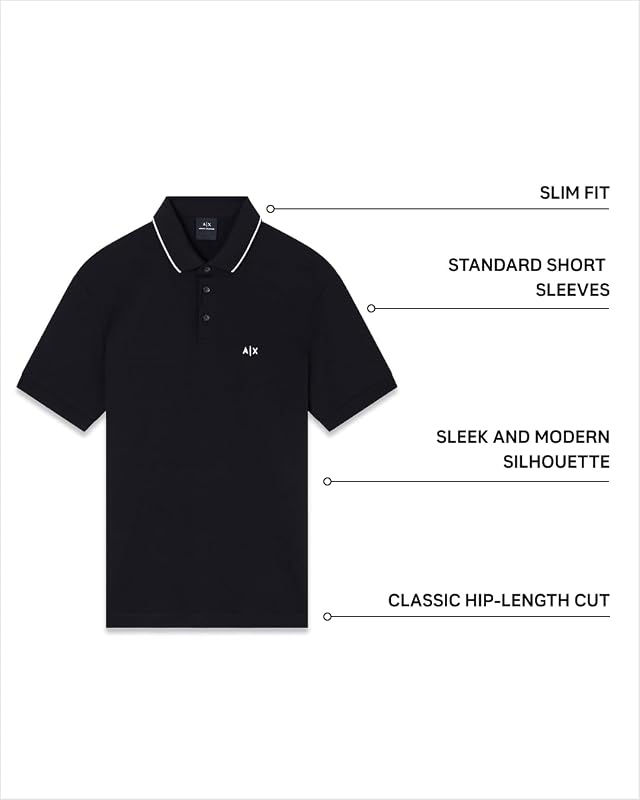 Embroidered Patch Logo Monochrome Polo, Bleu foncé, L Hommes