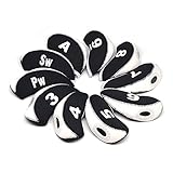 BROTOU Golf Irons Club Head Covers, 3-9 A/SW/PW Neoprene Golf Club Head Cover Wedge Iron Protective Headcover with Number Tag, Fit Most Irons and Wedges-10pcs