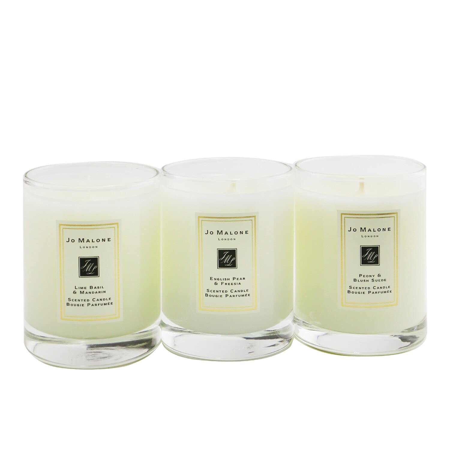 Jo Malone - Travel Candle Collection Lime Basil & Mandarin - English Pear & Fresia - Peony & Blush Suede each 60g