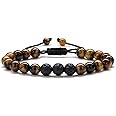 M MOOHAM Natural Stone Bracelets for Men - 8mm Tiger Eye | Matte Agate | Lava Rock Bracelets for Men Teen Boys Gifts Birthday Anniversary Christmas Gifts for Men Teens