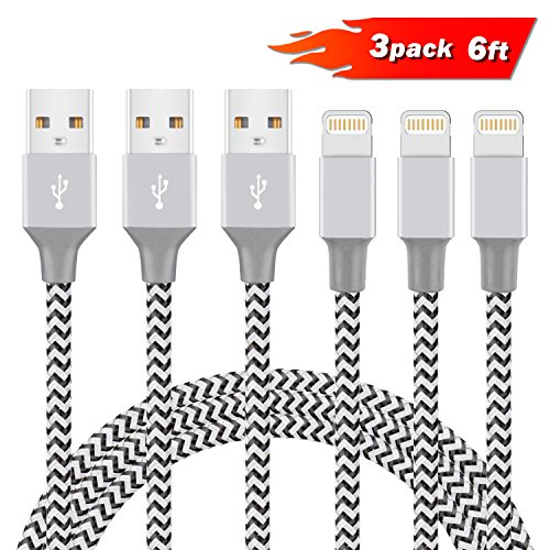 Lightning cable, iphone charger marchpower 3pack 6ft reflective n…