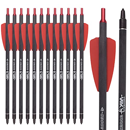 ELONG OUTDOOR 7.5" Crossbow Bolts Carbon Arrows SP350 with 100grain Tips for Cobra System R9 Bow Hunting, Pack of 12