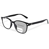 OPTOFENDY Bifocal Reading Glasses for Women, Blue Light Blocking Computer Readers with Spring Hinges, Retro Square Frame