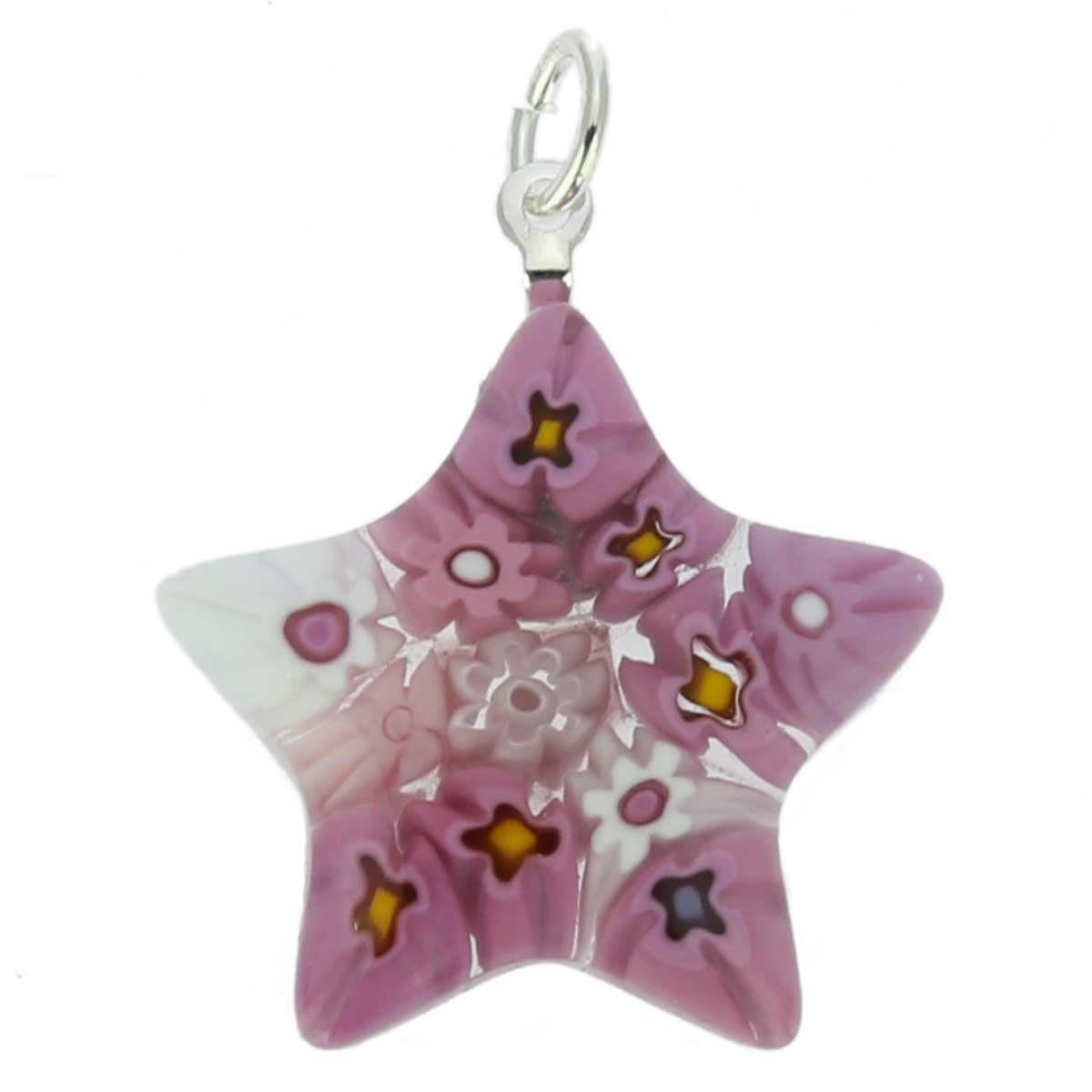 Glass Of Venice Murano Glass Millefiori Star Pendant - Pink