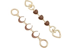 Anbys 2Pcs Bag Extender Chain Purse Strap Extender for Handbags Purse Extender Chain Purse Strap Replacement Accessories Bag Charms (Coffee Heart/Moon)