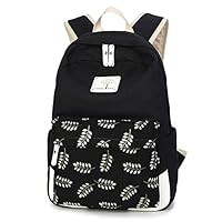 H HIKKER-LINK Womens Laptop Backpack Leaves Pattern College School Bookbag Hiking Daypack Black