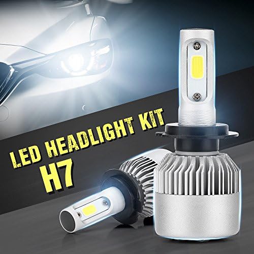 Car H7 LED Headlight Bulbs, High beam Low beam headlamp, Fog Light, HID or Halogen Head light Replacement, 6500K Xenon White, One Pair