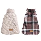 Kuoser Dog Coats Dog Jackets Waterproof Coats for Dogs Windproof Cold Weather Coats Small Medium Large Dog Clothes Reversible British Plaid Dog Sweaters Pets Apparel Winter Vest for Dog Brown XXL