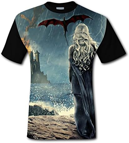 T-shirts Tee Shirt Tops for Men Black Cool 3D Game-of-Thrones Dragon XXL