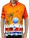 LA LEELA Men's Aloha Hawaiian Shirt Short Sleeve Button Down Casual Beach Party Orange