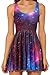 Jescakoo Purple Red Galaxy Print Sleeveless Tank Dress Skater Skirt for Girls M