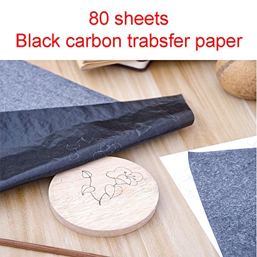 Zehhe 80 Sheets 9 x 13 Inches Black Carbon Transfer Tracing Paper for Wood, Paper, Canvas and Other Art Surfaces