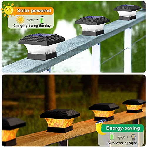 TomCare Solar Post Cap Lights Flickering Flame Solar Post Lights