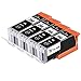 K-Ink Compatible Ink Cartridges Replacement for Canon PGI 250 PGI-250 XL Black (4 Big Black)