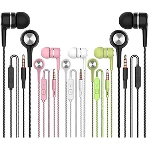 LWZCAM Earbuds Earphones with Microphone,5pack Ear Buds Wired Headphones,Noise Islating Earbuds,Fits 3.5mm Interface for…