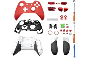 Hzxkqmil Housing Shell Kit for Xbox Elite 1st Controller, Replacement Full Case Cover Faceplate Middle Frame Side Rails ABXY LT RT Buttons LB RB Bumper Accessories (Red)