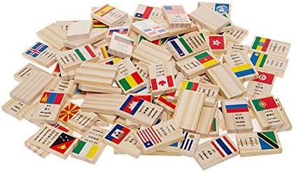 New 100 PCS National Flag Wooden Children Domino Game Fun And Education Toys Boy and Girl Gift