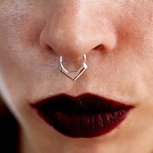 Rose Gold Septum Ring, Nose Jewelry, Triangle