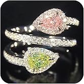 RKKOJJO 925 Sterling Silver Cubic Zirconia Ring Pear Diamond Ring Engagement Ring Wedding Band Rings for Women