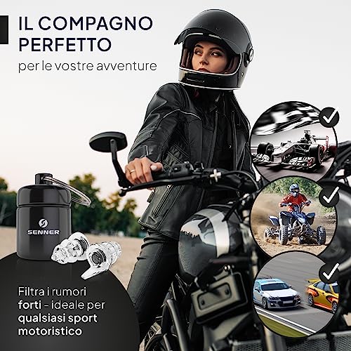 Senner MotoPro Motorcycle Ear Plugs with Aluminum Case, Reduce Wind Noise, Traffic Remains Audible for Long and Repeated Uses(SNR 17DB)