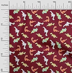 oneOone Viscose Jersey Maroon Fabric Colorful