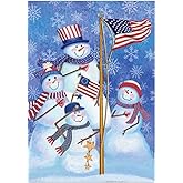 Christmas Snowman Family Garden Flag 12.5" x 18" Winter Snowflakes Small Flag Decorative Double Sided Flag for Winter Xmas Holiday Farmhouse Yard Outdoor Decoration
