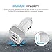 Maxboost 4.8A/24W 2 Smart Port Car Charger with 3ft Cable Output [White] for iPhone 6/6S Plus 5S 5 5C 4S, iPad Pro/Mini, iPod; Galaxy S7 S6 Edge, Note 6 5 and More
