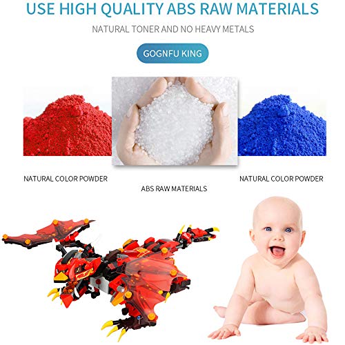 Insaneness Xmas Gifts RC Smart Dinosaur Building Blocks Walking Electronic Robot STEM DIY Toy for Kids (Red)