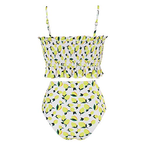 image for MOOSLOVER Women's Shirred Bandeau Bikini Top High Waisted Bottom 2 Pie