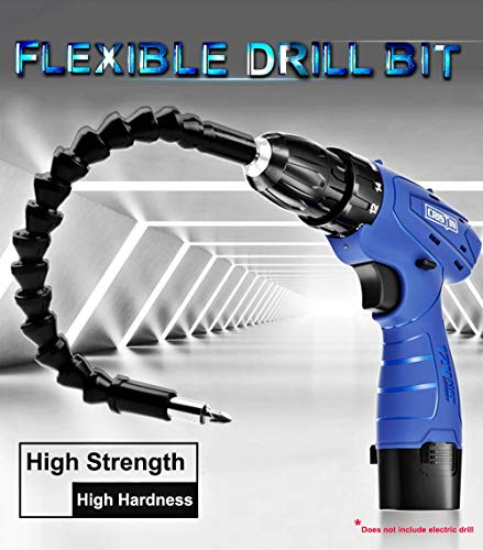 HELIUS Flexible Drill Bit Extension,1/4" Hex Head Magnetic Connectï¼Œ11.6 inch Universal Drill Connectorsï¼ŒApplicable to Computer Chassis, Electrical Cabinets, Furniture,(2PACK)