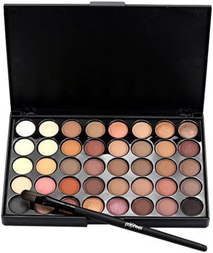 Popfeel 40 Color Eyeshadow Brush Set +1 PC Brush,SOMESUN Cosmetic Matte Eyeshadow Cream Makeup Palette Shimmer Set 40…