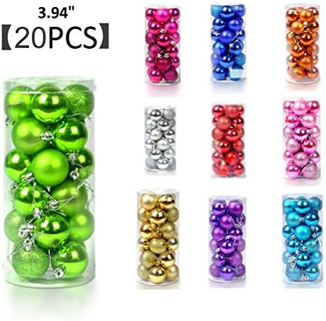 SHELLMIMI 20pcs Christmas Ball, Shatterproof Tree Decorative Ornaments Hanging Baubles For Xmas Party Wedding With Storage And String 3.94" Green