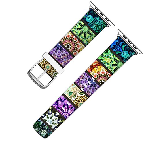 Apple Watch Band 38mm,Ecute Replacement Band Leather Iwatch Strap With Silver Metal Clasp for Iwatch 38mm Series 3/Series 2/Series 1/Edition/Sport - Multicolor Floral