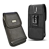 iPhone 7 / 6S / 6 (4.7'') Rugged XL Large Size Holster Nylon Pouch Velcro Flap Case w/Steel Metal Belt Clip+Carabiner(fits iPhone+Otterbox Defender/Lifeproof Waterproof/THICK Hybrid protective cover